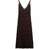 Superdry für Damen. W8011856A Braunes gehäkeltes Midikleid mit Quasten (S), Lässig, Ärmellos / Hosenträger, Bio-Baumwolle, Nachhaltig