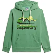 Superdry für Herren. M2013708A Great Outdoors Grafik-Kapuzenpullover grün (S), Lässig, Baumwolle, Bio-Baumwolle, Nachhaltig
