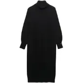 Superdry für Damen. W8012129A Schwarzes Rollkragenkleid (S), Lässig, Wolle, Langarm
