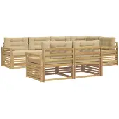 vidaXL Outdoor-Sofagarnitur 7 Stk. Weiß und Beige Polyester