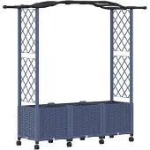 vidaXL Hochbeet mit Rankgitter und Dach Grau 164 x 40 x 144 cm PP