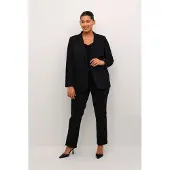KAFFE CURVE Blusenblazer "Damen Blazer KCsakira", Damen, Gr. 54, schwarz (schwarz deep), Obermaterial: 77% Polyester PES. 18% Viskose CV. 5% Elasthan EL., Blazer Blusenblazer