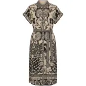 Apricot Midikleid "Midi-Kleid" mit Blumen- und Ananas-Print