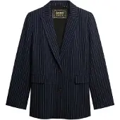 Superdry für Damen. W5012032A Americana Pinstripe Boyfriend Marineblau (L), Lässig, Klassisch, Polyester