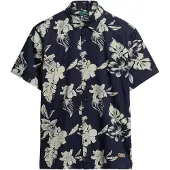 Superdry für Herren. M4010947A Blaues Hemd mit Hawaii-Print (S), Lässig, Modal, Kurzarm, Marine