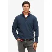 Superdry für Herren. M2013750A Sweatshirt mit Bäckerkragen und Logo Essential Navy (L), Lässig, Baumwolle, Marine