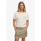 Superdry für Damen. W1011746A Roadside Trade Entspanntes T-Shirt off-white (XL), Weiß, Lässig, Baumwolle, Kurzarm