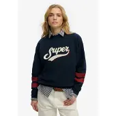 Superdry für Damen. W2012596A Varsity Sweatshirt Varsity Script Lose navy (L), Lässig, Baumwolle, Marine