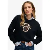 Superdry für Damen. W2012579A Sweatshirt Crest navy (S), Lässig, Baumwolle, Marine