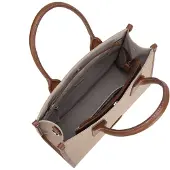 David jones Shopper Tasche Polyurethan Doppelgriffe Reißverschluss Druckknopf Light Taupe 33x26x13 cm