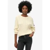 Superdry für Damen. W6110610A Slouchy Cable beige Pullover (S), Lässig, Baumwolle