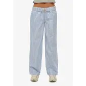 Superdry für Damen. W7011273A Baumwollstreifen Elastische Hose blau (S), Lässig, Baumwolle