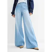 Bonprix Weite Jeans weite Passform, 5-Pocket-Design, elastischer Bequembund, hohe Bundhöhe