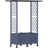 vidaXL Hochbeet mit Rankgitter und Dach Grau 124,5 x 40 x 142 cm PP