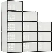 OEM Schuhaufbewahrungsboxen, stapelbares Design, transparentes Material, schwarz