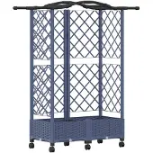 vidaXL Hochbeet mit Rankgitter und Dach Grau 124 x 40 x 129 cm PP