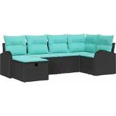 Syfax Gartensofa-set 6 stk. Schwarz Poly-Rattan