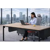 Xl Moebel Gmbh Grau-Brauner Eckschreibtisch Stilvoller Bürotisch Edle Holzmöbel
