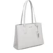 David jones Umhängetasche, Saffiano-Leder, zwei Griffe, zwei Fächer, Metallanhänger