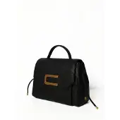 Custo Barcelona Handtasche Erisia Nova, schwarzes Leder, mit Magnetverschluss und abnehmbarer Schulterriemen