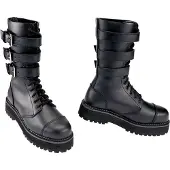 Brandit Markante Unisex Plateau Phantom Buckle Boots Echtleder Stiefel mit Stahlkappe Schnür-Boots 2. Wahl – kleine Schönheitsfehler 9075-2 Schwarz