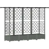 vidaXL Hochbeet mit Rankgitter und Dach Hellgrau 202,5 x 40 x 121 cm