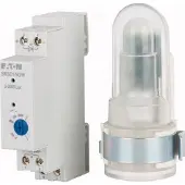 Eaton 196845 Analoger Dämmerungsschalter, DIN-Schiene 1 TE, 1 NO Kontakt, Externer Aufbau-Lichtsensor, 2-2000 Lux SRSD1NOW
