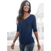 LASCANA Kurzarmshirt "mit Kellerfalte" aus luftigem Viskose-Stretch