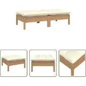 The Living Store Gartensofa 2-Sitzer mit Creme Kissen Massivholz Kiefer