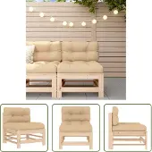 The Living Store Mittelsofa mit Kissen Massivholz Kiefer