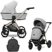 Kunert BRAV 2in1 Kinderwagen in Grau mit Champagner Rahmen und Gelrädern