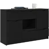 vidaXL Sideboard Schwarz 100 x 30 x 65,6 Holzwerkstoff