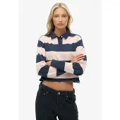 Superdry für Damen. W6012175A Gestreiftes Rugby-Poloshirt in Rosa (L), Lässig, Baumwolle, Langarm