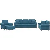 vidaXL 4-tlg. Sofagarnitur mit Kissen Blau Samt