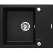 Deante | Granitspüle 1-Kammer mit Abtropffläche - Schwarz - Schlagfest und elegant - Ideal für kleine Küchen
