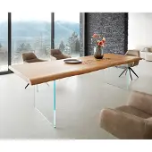 DELIFE Esstisch Edge 260x100 XL Akazie Natur Glas Live-Edge