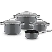WMF Topf-Set, 4-teilig, Platinum 05.1882.5290, Platin, Keine Beschichtung, Edelstahl, Glas, 5,88 kg, 295 mm