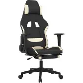 Syfax Gaming-Stuhl mit Fußstütze Schwarz und Creme Stoff