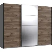 Wimex Schwebetürenschrank Norderstedt Kleiderschrank 270x64x2239cm graphit Flagstaff Eiche Spiegel (18821)