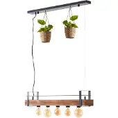 Brilliant Bankwood Pendelleuchte 5flg schwarz/holzfarbend 99541/76