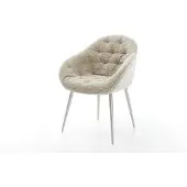 DELIFE Esszimmerstuhl Gaio-Flex Webstoff Soft Beige 4-Fuß konisch Edelstahl