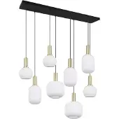 TRIO Hängeleuchte Diva, 8-fl., messingfarben, opal, Metall, Glas