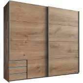 Wimex Schwebetürenschrank "Seattle", braun (plankeneiche, nachbildung), B:225cm H:208cm T:64cm, Schränke, Schwebetürenschrank, mit Schubkästen