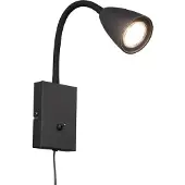 TRIO Wandleuchte Wanda mit Stecker, schwarz matt