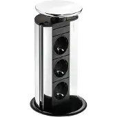 NABER Evoline Port 1, Versenkbares Steckdosenelement, mit Schukosteckdose, Deckel silberfarbig 8031130