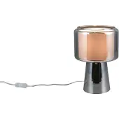TRIO Tischlampe Rocka, chrom, Höhe 29 cm, Glas/Stoff