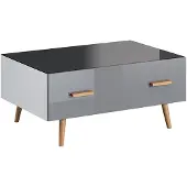 Feldmann-Wohnen Couchtisch Brillo Wohnzimmertisch 90x61cm rauchglas schwarz grau Hochglanz weiß artisan eiche