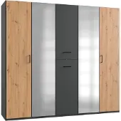 Wimex Kleiderschrank Lima 225x58x208cm Artisan Eiche graphit mit Apothekerauszügen (17973)