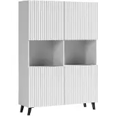 Feldmann-Wohnen Highboard Phuket Kommode 120x39x168cm 4-türig Farbe wählbar,weiß gerillt