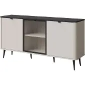 Feldmann-Wohnen Sideboard Marly Kommode 160x40x82cm Farbe wählbar 3-türig,Kaschmir / Graustein